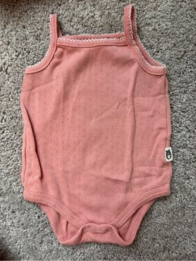 Sleeveless Coral Pink Eyelet Baby Onesie